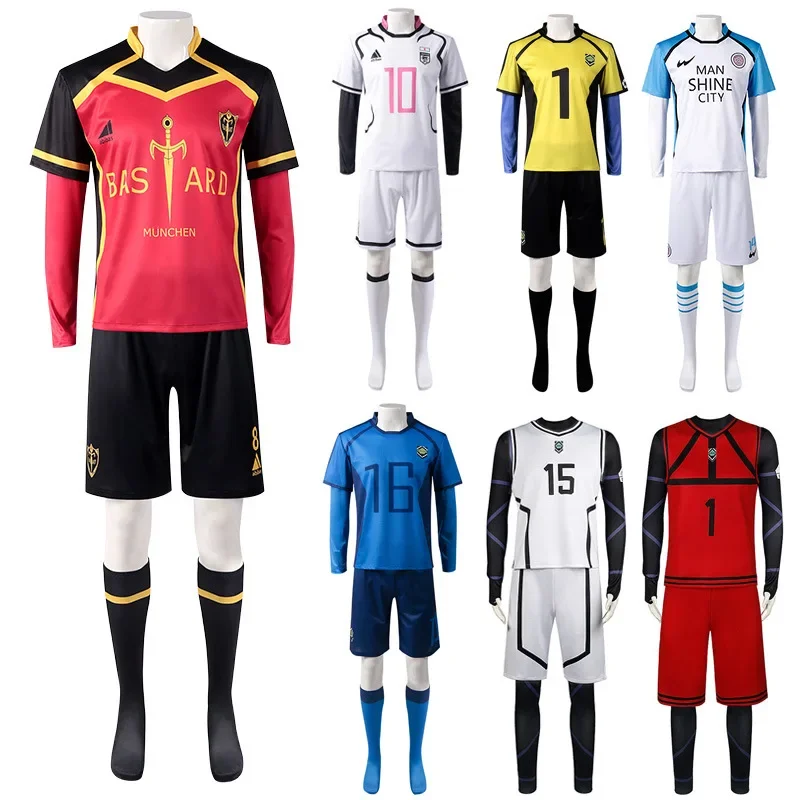 Anime Azul Lock Cosplay Traje, Vermelho, Azul, Amarelo Uniforme, Hyoma Seishiro, Reo, Mikage, Nagi Cosplay, Roupas de Futebol, Desportivo, 2023