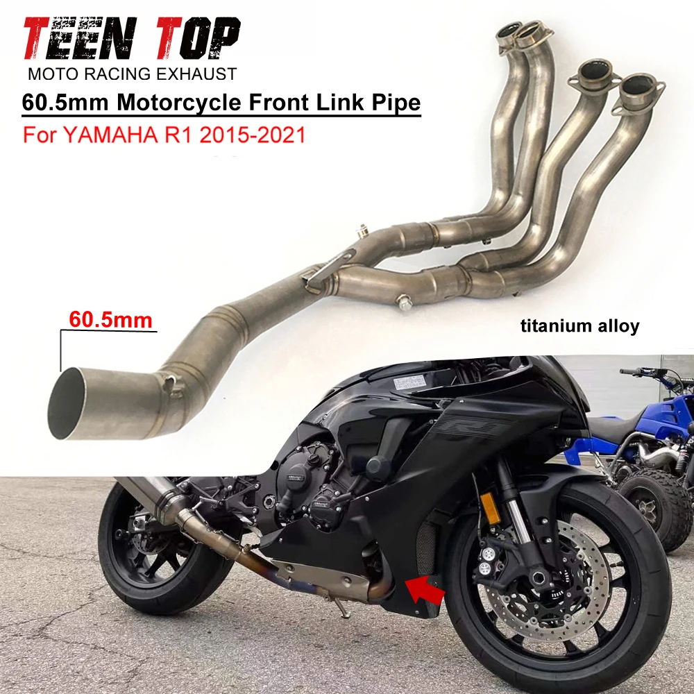 For YAMAHA R1 Exhaust Elbow Motorcycle Exhaust Pipe 60.5mm Titanium Alloy Connection Pipe YZF-R1 2015-2021 Front Link Pipe