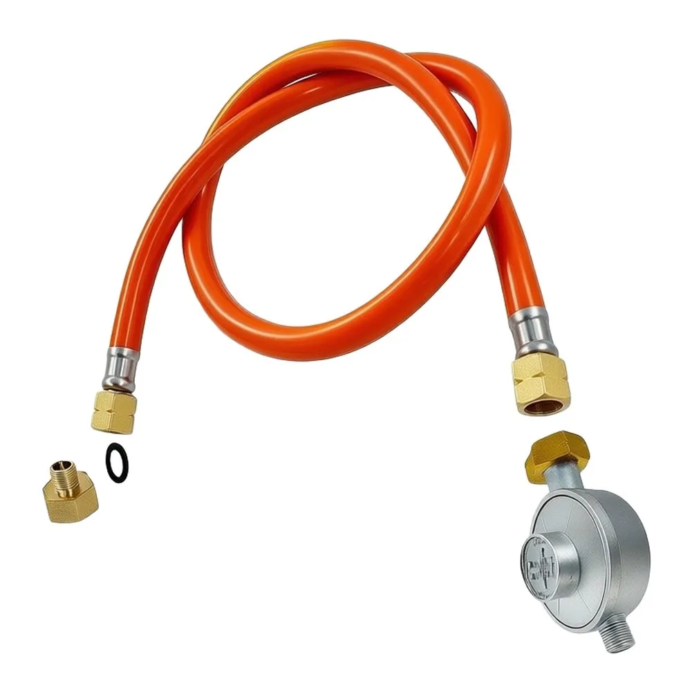1.5m Pressure Reducing Valve for BBQ Grills Ovens Grilling Equipment Water Heaters Steak Broilers with G1/4 19LH to G1/2 Adapter