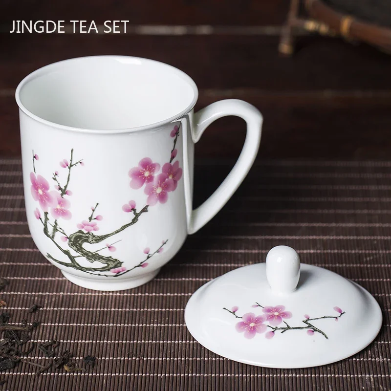 Jingdezhen Ceramics High Capacity Tea Cup Office with Cover Teacup Home Porcelain Water Cup Teaware Supplies Tea Infuser