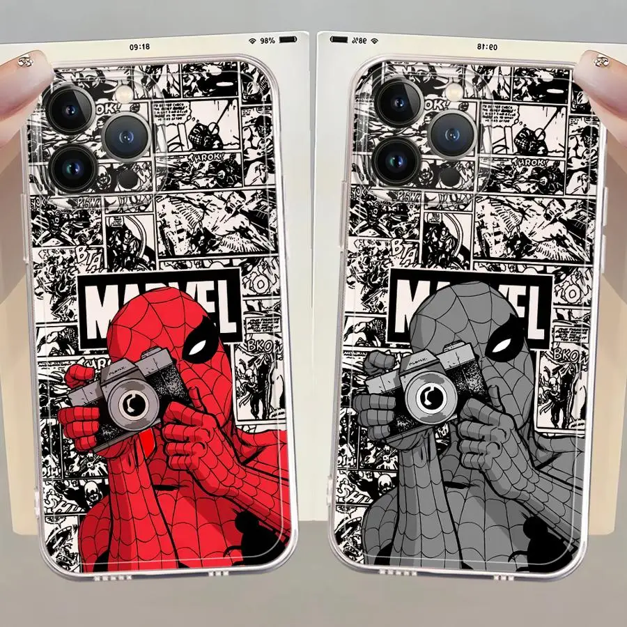 Funda para Apple iPhone XR 16e 16 15 14 Plus 12 Mini 13 12 11 Pro MAX 17 Air 7 8 Funda blanda Marvel Cool Spider Man