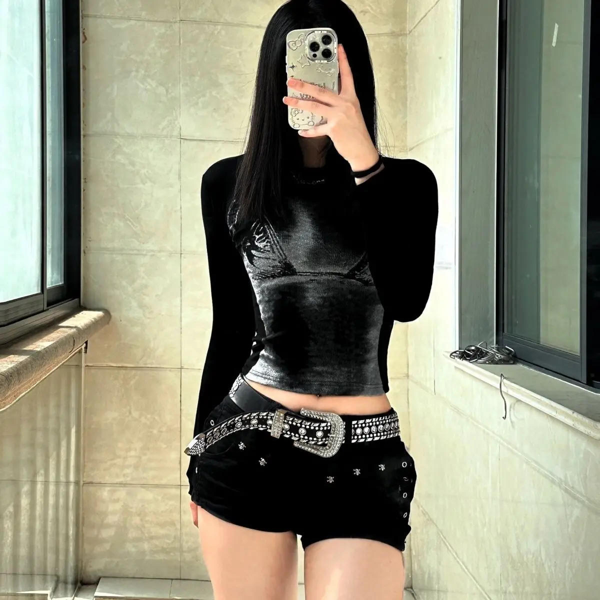 Streetwear Punk Gothic Gyaru Acubi Alt Grunge Tunika Grafik T-Shirts Ästhetische Kleidung Ropa De Mujer Crop Top Damen Camisetas