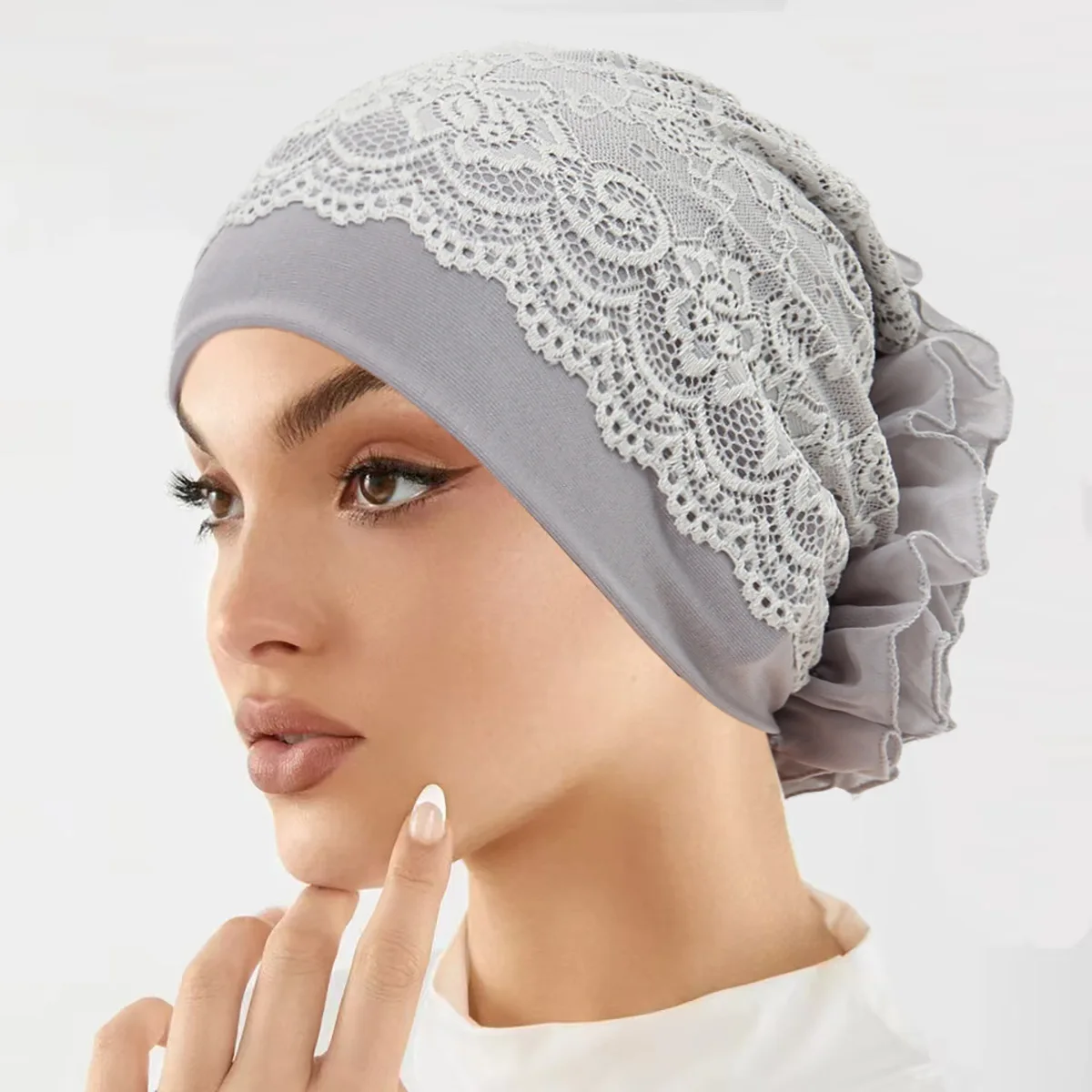 Fiore traspirante pizzo turbante berretto donne musulmane copricapo foulard cappello copricapo islamico cofano femminile avvolge la testa Beanie Mujer
