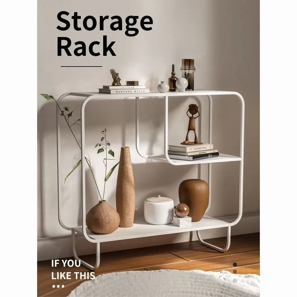Nordic simple floor-to-ceiling ins wind shelf display Internet celebrity integrated wrought iron bookshelf storage rack living r