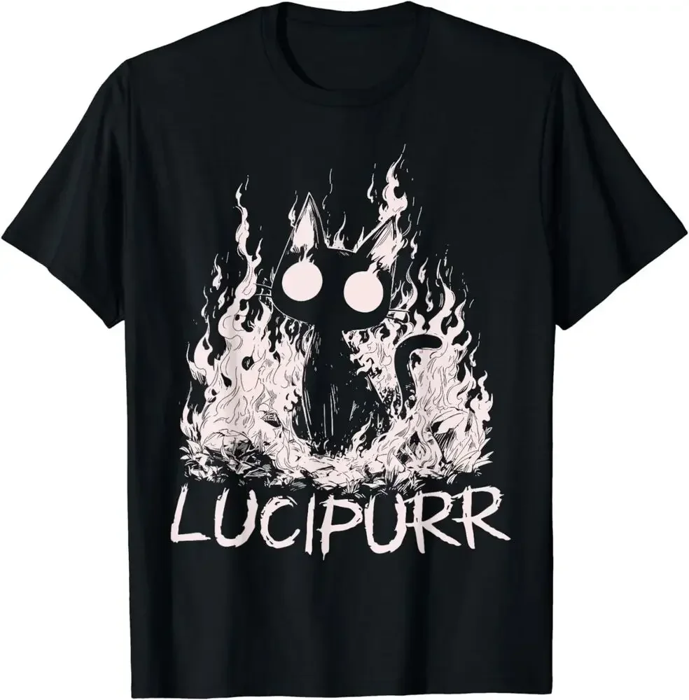 Lucipurr Cat Lover Lucifer Baphomet Demon Kitty Funny T-Shirts  High Quality 100%Cotton Short Sleeve