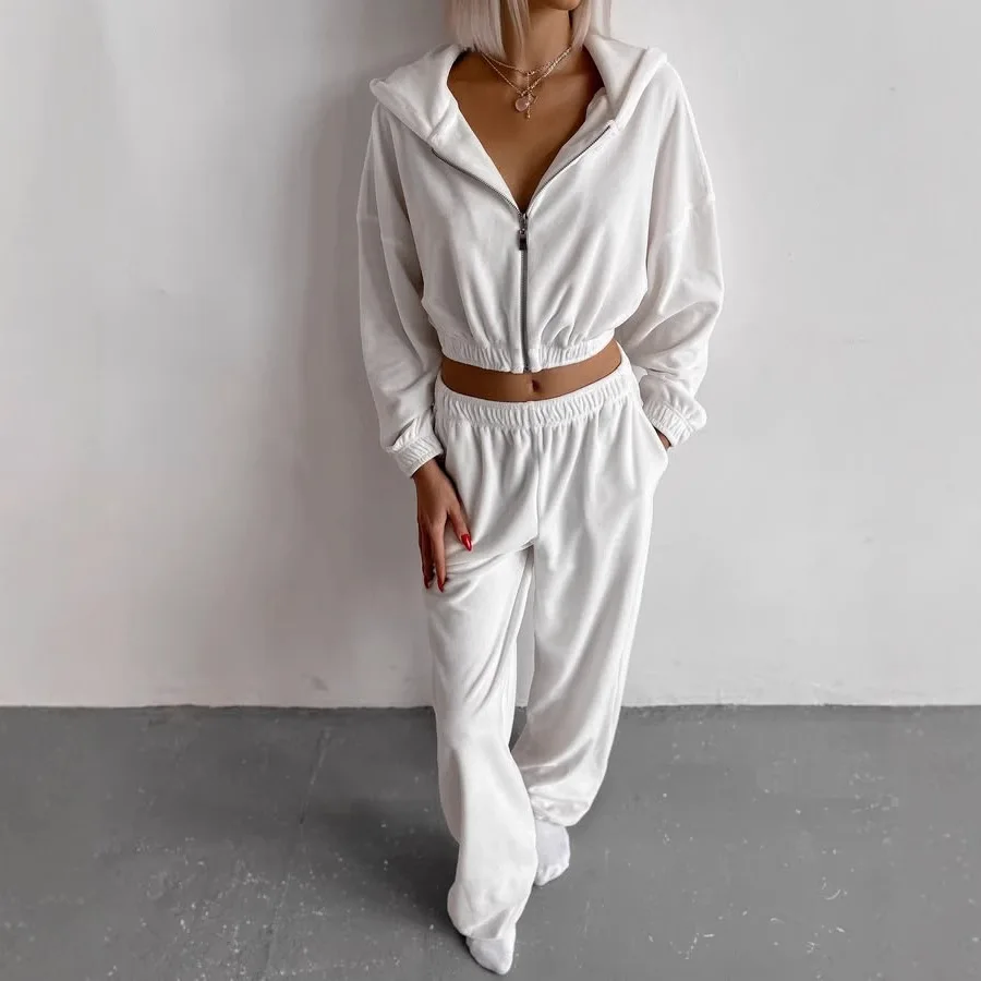 

Осенний женский модный спортивный костюм, комплект толстовки с капюшоном, повседневный свободный крой из двух предметов, уличная одежда для отдыха, тренажерного зала, уличный наряд, женский