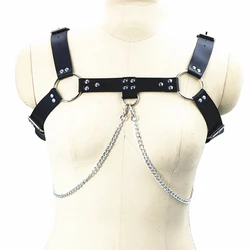 Mens Body Harness Party Festival Body Jewelry Shoulder Chest Belt Buckle PU Leather Punk Accessories