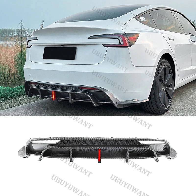 For Tesla Model 3 Rear Bumper Diffuser Lip Spoiler Car Racing Apron Lip Body Kit 2024-2025