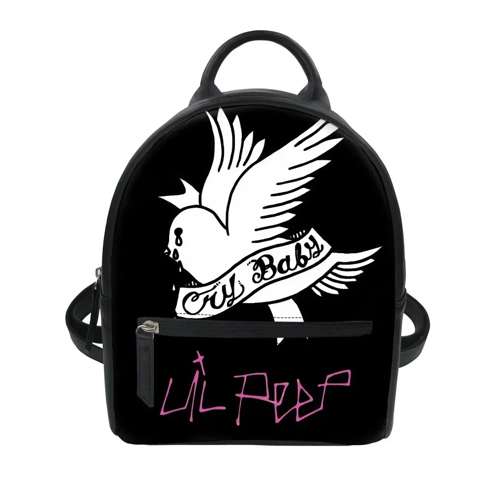 Harajuku Lil Peep Custom Backpack Purse  Hip Hop Rapper Carter Schoolbags Double Shoulder Bag Mini Daypack Leather Travel Bag