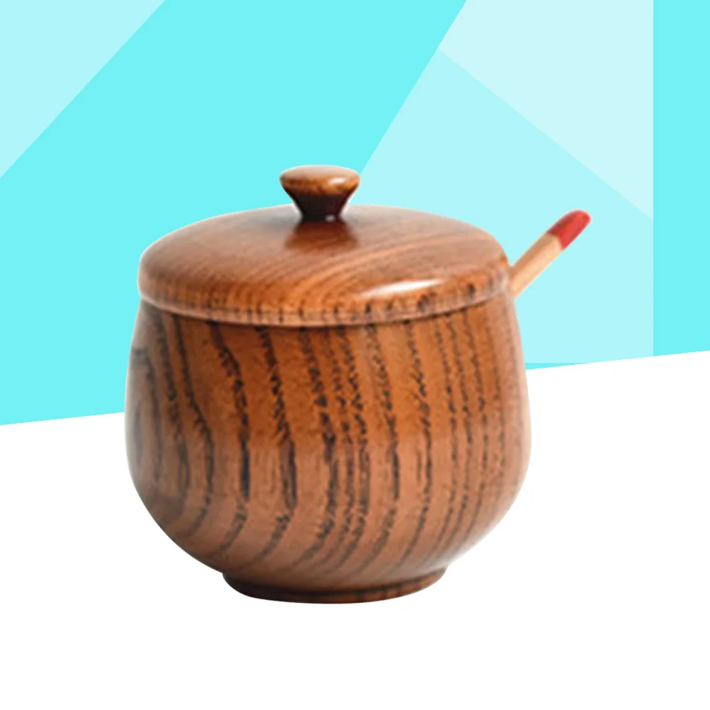 

Natural Jujube Wood Seasoning Jar Lacquer Color Kitchen Spice Storage Pot Container Safe Multi Functional Accessory
