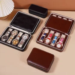DELESYS 2/3/4/8 Slots Embedded Portable Travel Storage Bag For Watch/Daily Necessities Storage Box Leather Zipper Watch Box