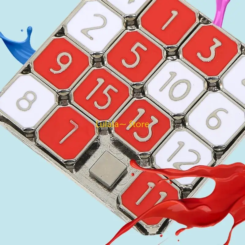 Y4QA 아연 합금 15 그리드 슬라이딩 퍼즐 교육 뇌 티저 장난감 어린이 및 성인 헤비 듀티