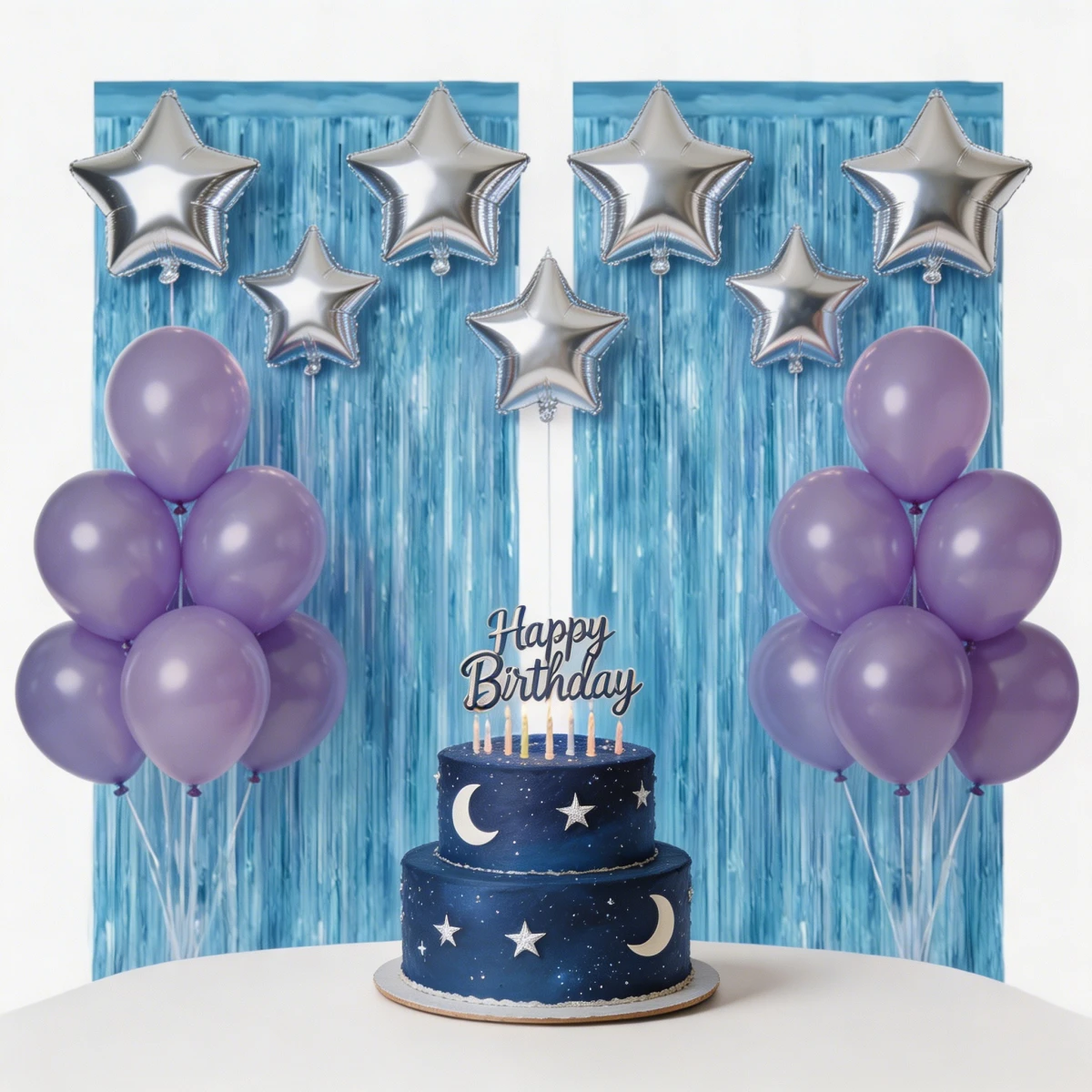 2PCS Light Blue Metallic Foil  - Tinsel Garland Decoration ulasan dan harga