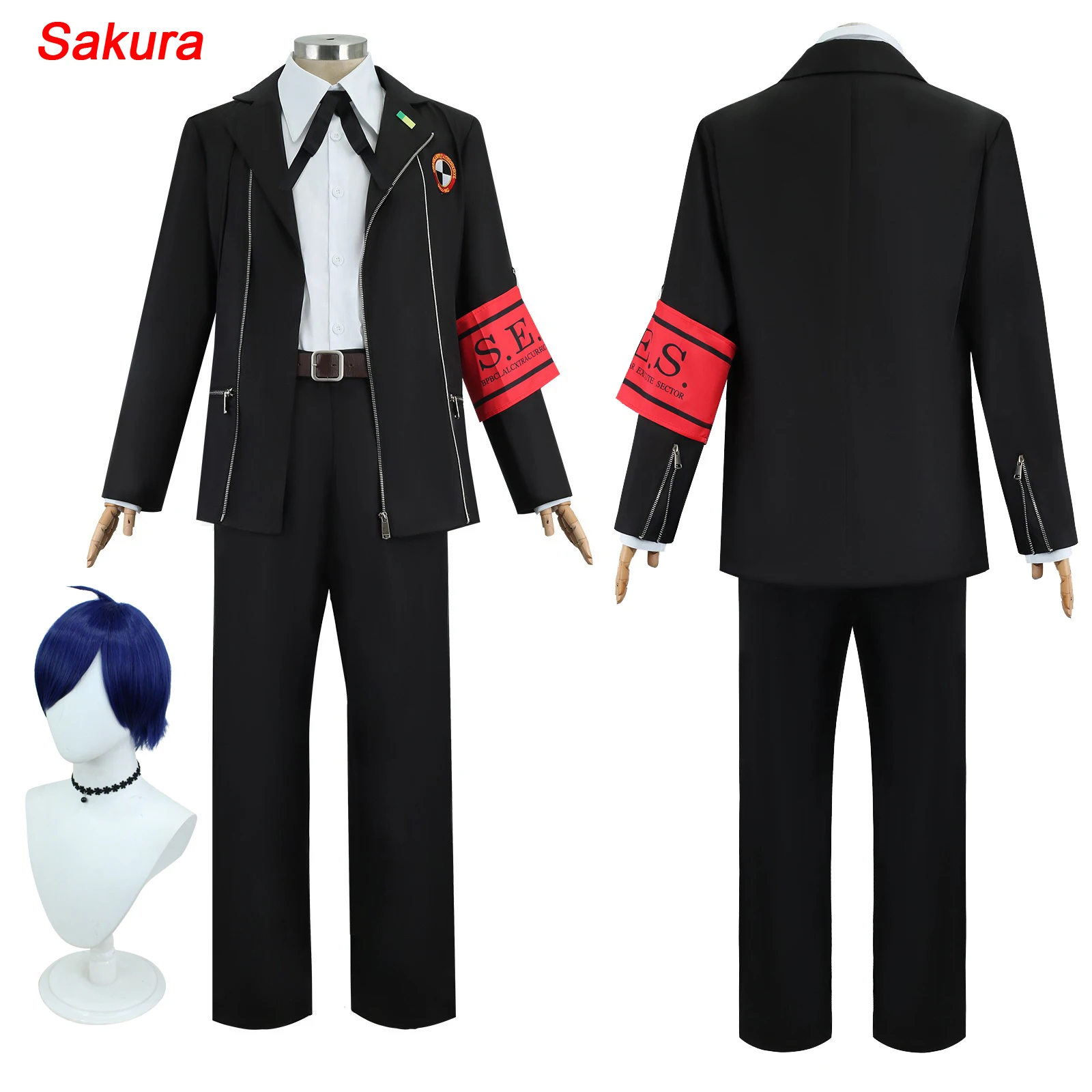 

Anime Game Yuuki Makoto Cosplay Costume Wig Japanese High School Uniform Coat Man Halloween Carnival Suit