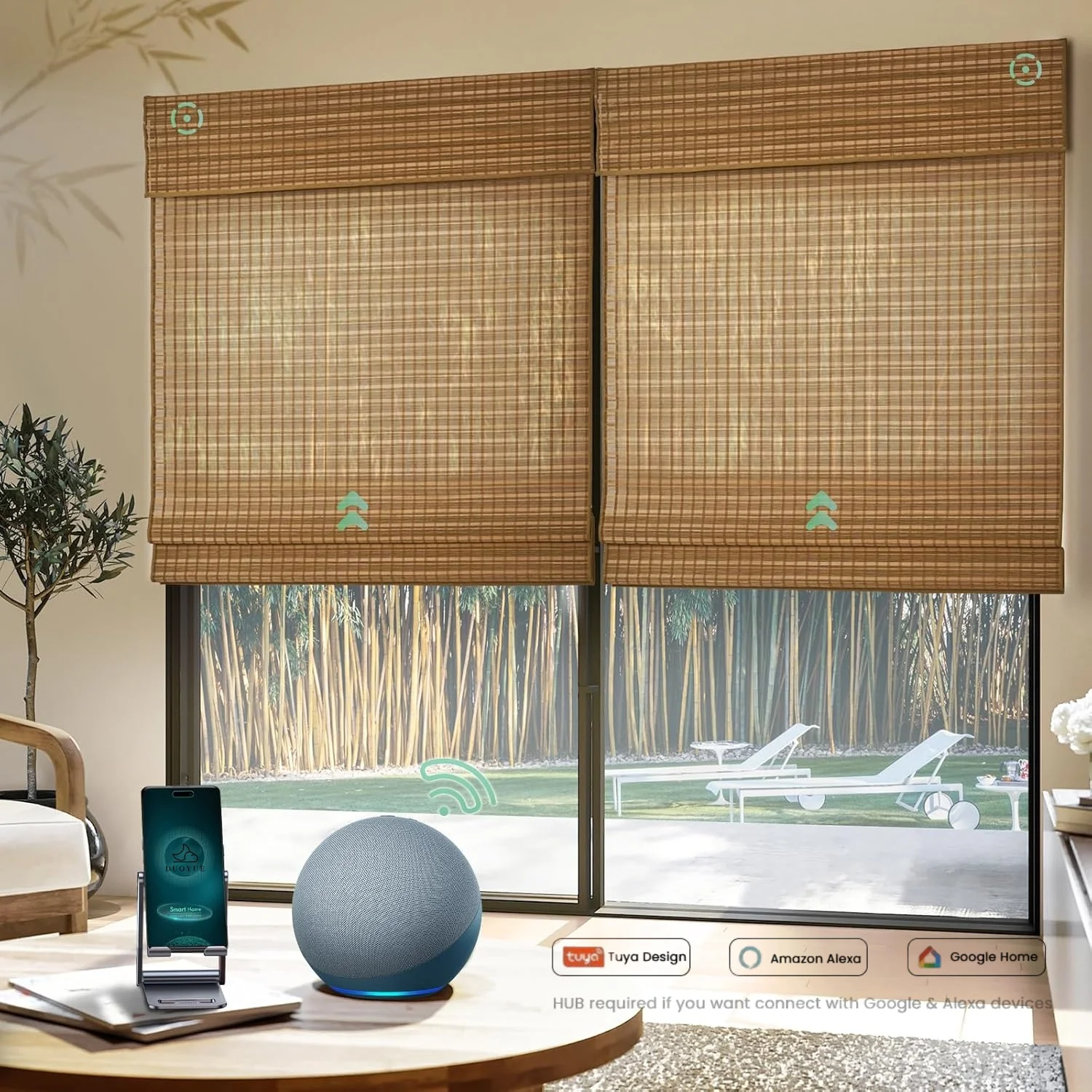 Zigbee Motor Protocol Completely New Design Simple And Elegant Electric Bamboo Blinds Suitable For Smart Homes