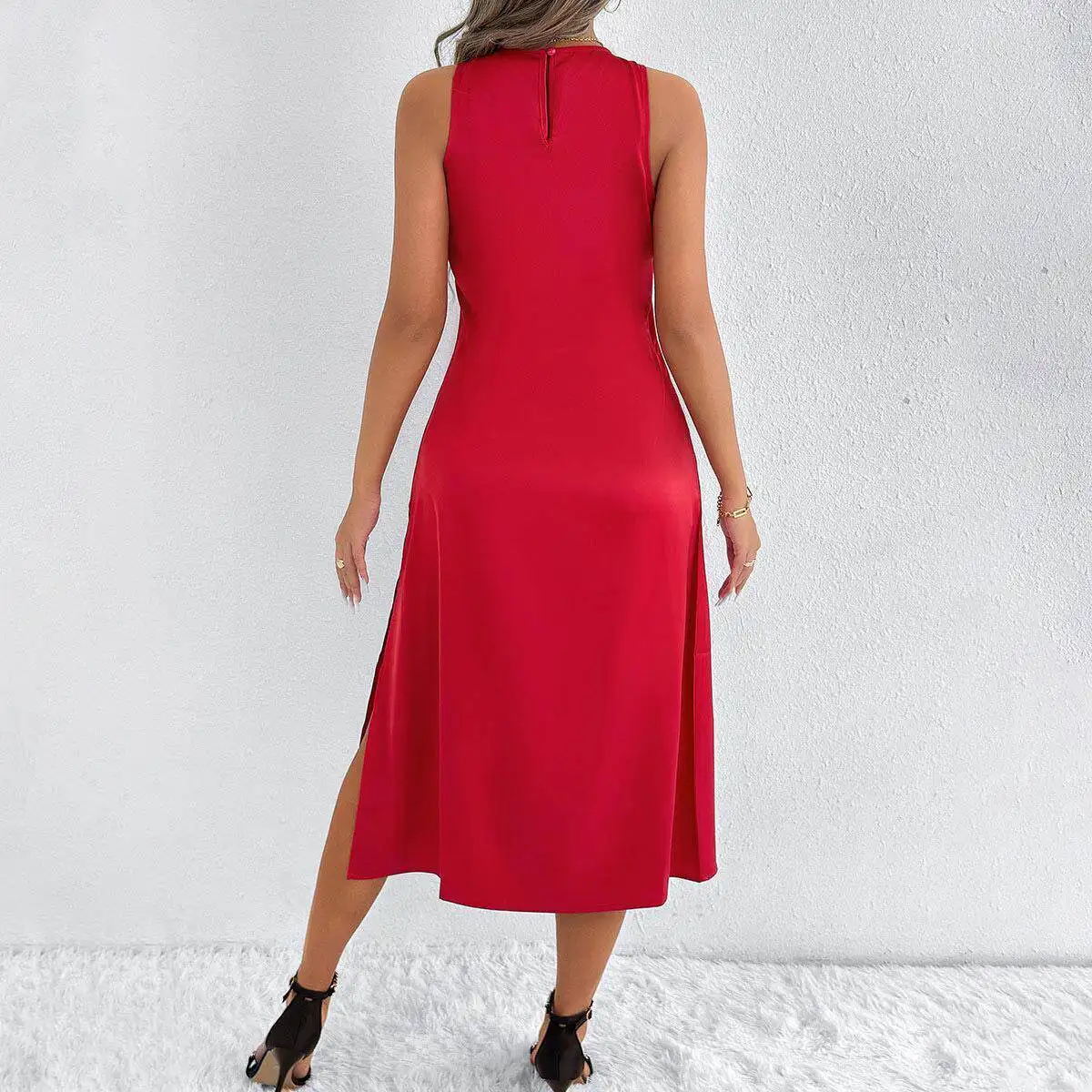 Elegant Satin Women's Dress Independent Station Spring Summer High-End Feeling  Long Skirt No Brand Chinese Made view 4