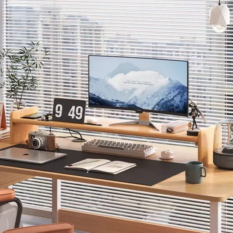 

Recommend Wooden Desktop Computer Monitor Heightening Frame Black Walnut Wireless Charging USB Interface Laptop Stand Retro