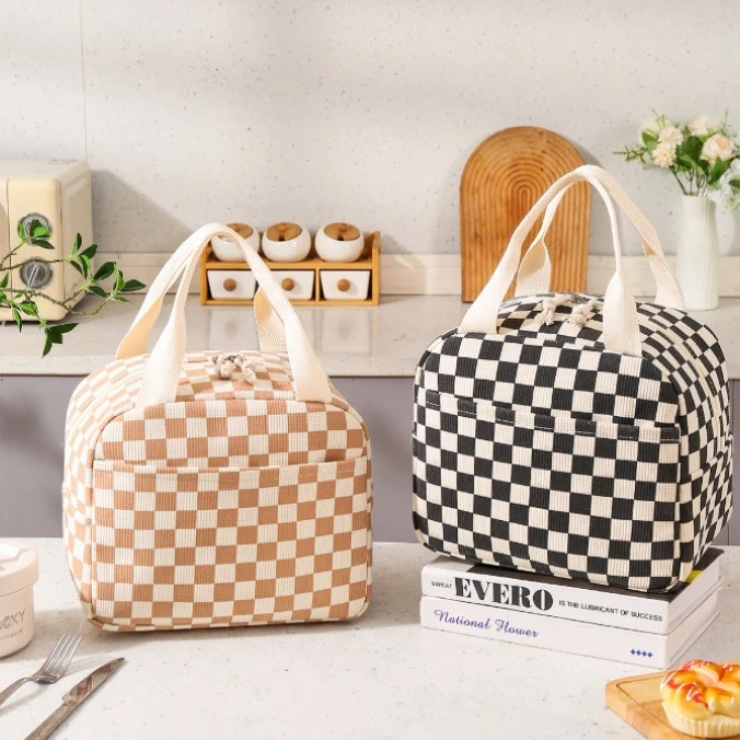 

Portable Insulated Lunch Bag Floral Corduroy Lunch Tote Printed Waterproof Thermal Cooler Bag For Office Work