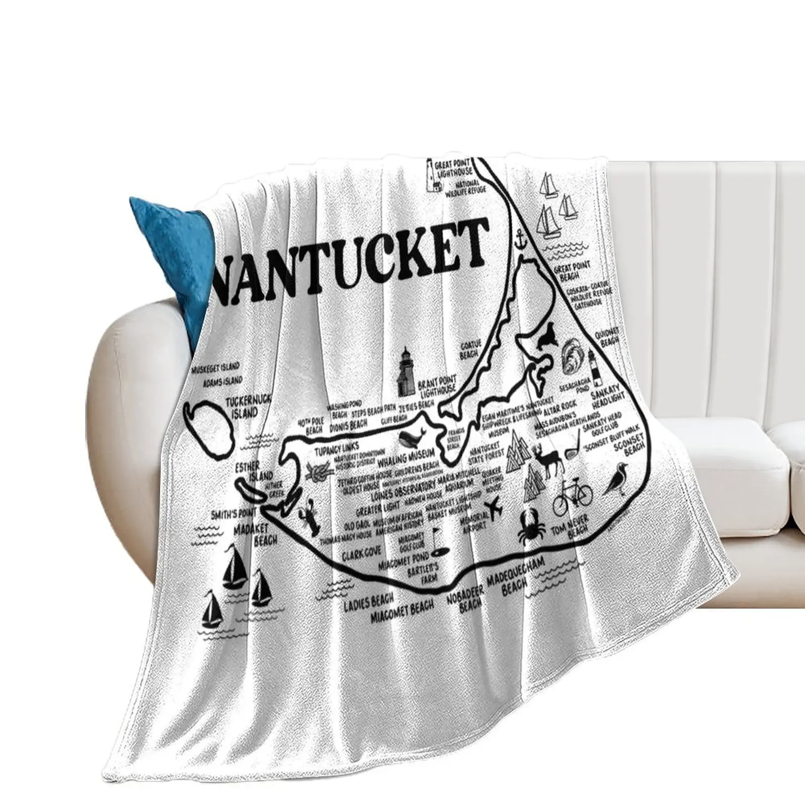 

Nantucket Map Throw Blanket Stuffeds Soft Plaid Blankets