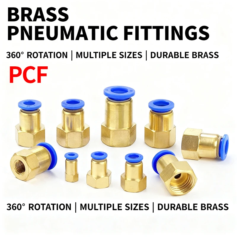 

10 шт. латунных пневматических быстроразъемных соединителей PCF – с внутренней резьбой BSP (1/8" 1/4" 3/8" 1/2") для воздушных шлангов 4/6/8/10/12 мм