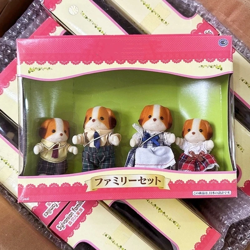 Genuine Japan Forest Families Chiffon Dog Family Kawaii Doll Anime Figrues Flocking Toy Collection Birthday Girl Gifts