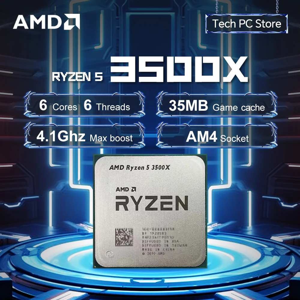 NEW AMD Ryzen 5 3500X 3.6GHz Socket AM4 6-Core 6-Thread 65W R5 3500X 7NM L3=32M Processor DDR4 Without Cooler