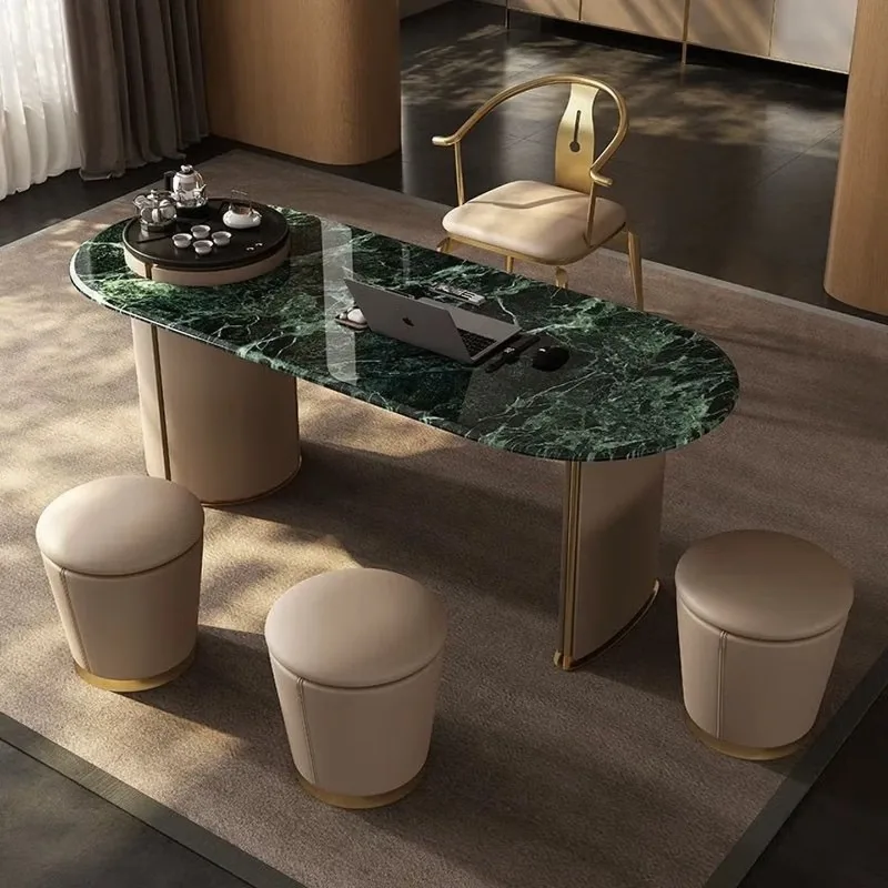 

Stone tea table, light luxury tea table, Italian office high-end table and chair combination