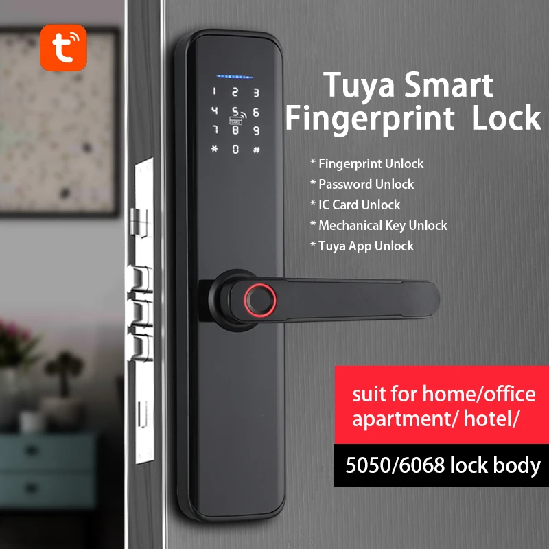 Wafu Smart Lock Wireless Security Tuya Remote Control IC-Card Fechadura Fingerprint Password Invisible Electronic Door Unlock