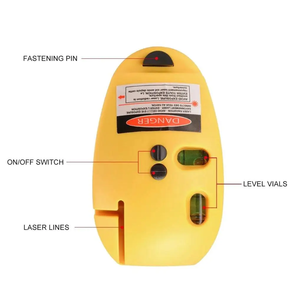 Mini-Maus-Typ Multifunktion aler Laser-Level-Horizont Vertikaler Linien pegel Werkzeug Wasserwaage Mausart rechtwinklig 2 rote Linien