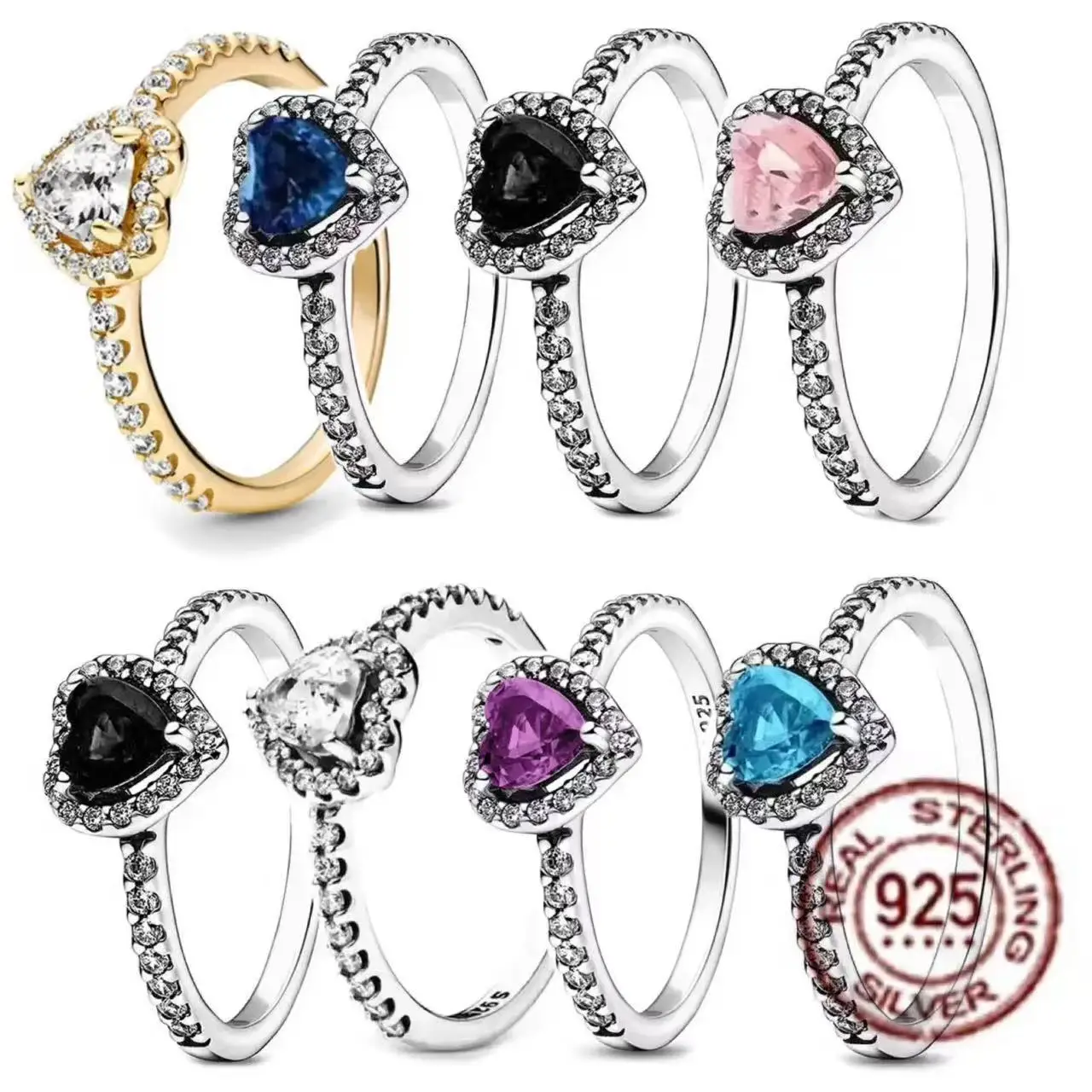 

High-Quality 925 Sterling Silver Ring - Sparkling Heart Shape with Exquisite Luxury Charm, a Perfect Holiday Surprise Gift for H