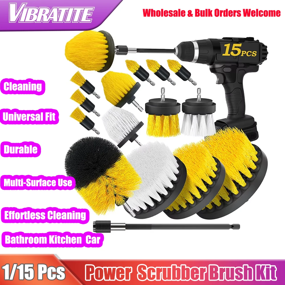 

1/15 PcsDrill Brush Attachments Set Power Scrubber Brush with Extend Long Attachment Crevice Cleaning Brush Scrub Brush Bathroom