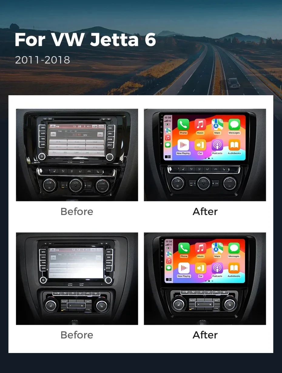 Android 16 Car Radio For Volkswagen VW Jetta 6 MK6 Wireless Carplay Auto Multimedia Player Car Stereo 48EQ GPS DSP 2 Din