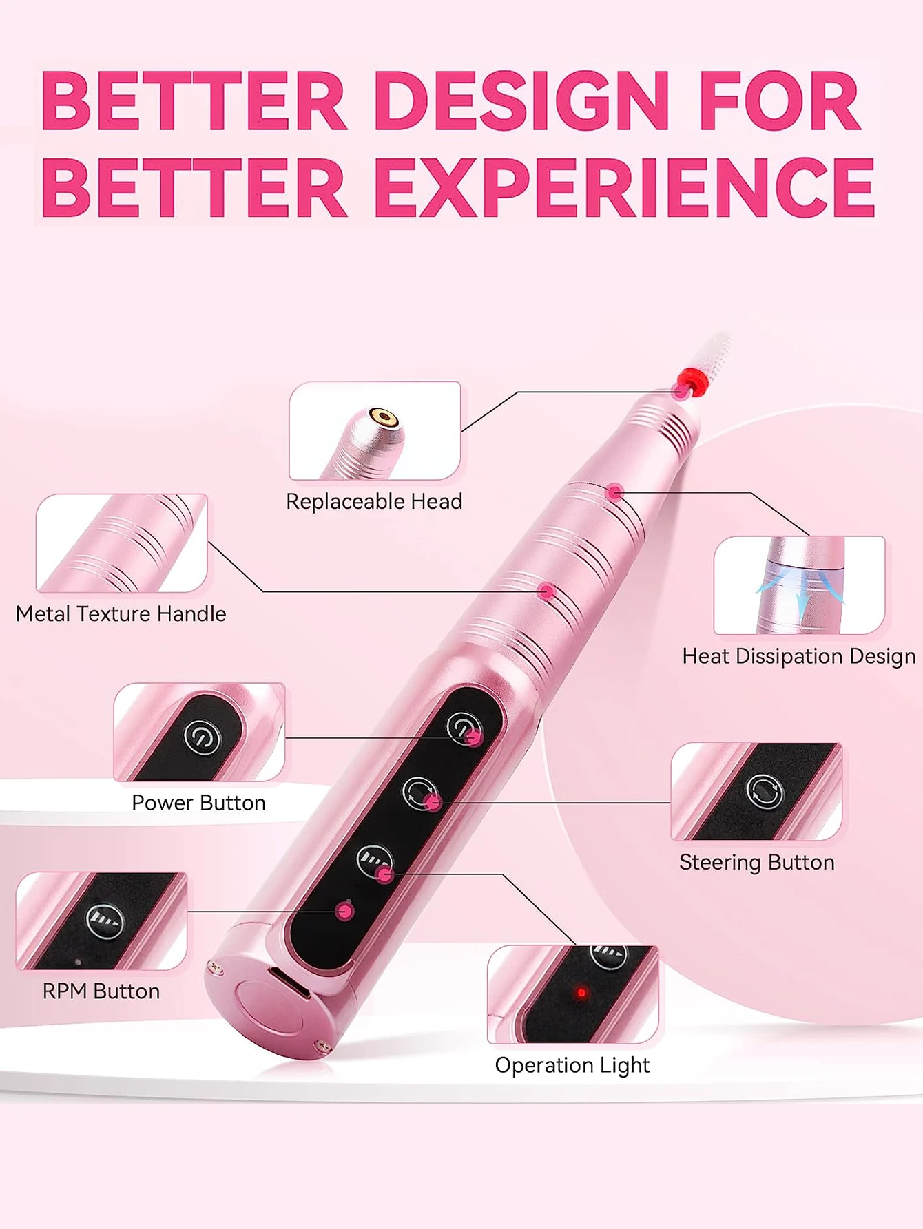 Profissional recarregável elétrica Nail Drill Machine, sem fio, multifuncional, polimento, manicure, suprimentos da máquina, 35000RPM