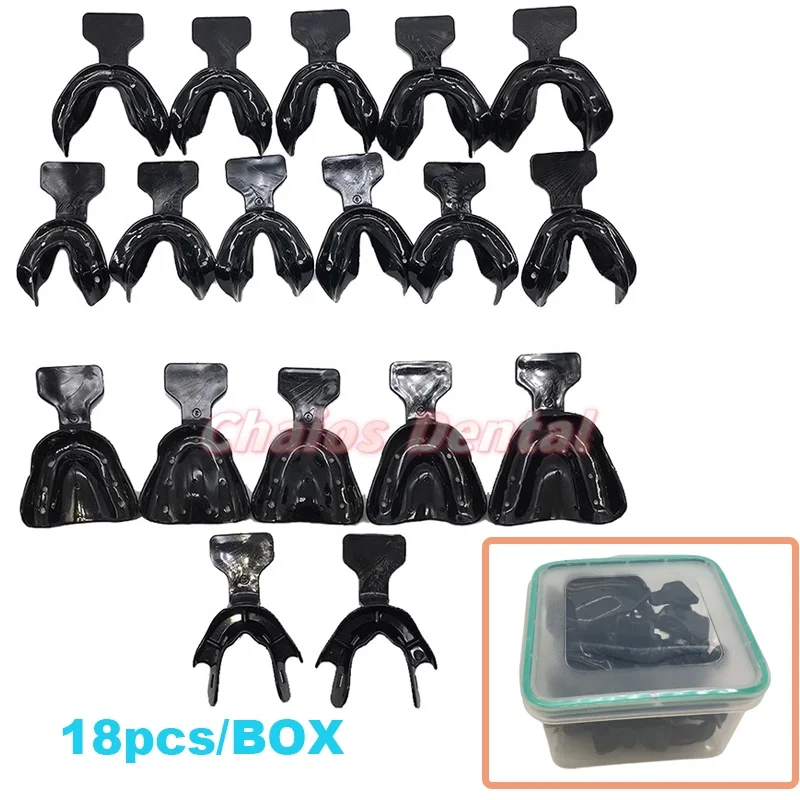 18Pcs/Pack Sterilizable Dental Impression Trays for BPS System Dental Frame Cut Back Edentulous Jaw Full Denture Tray