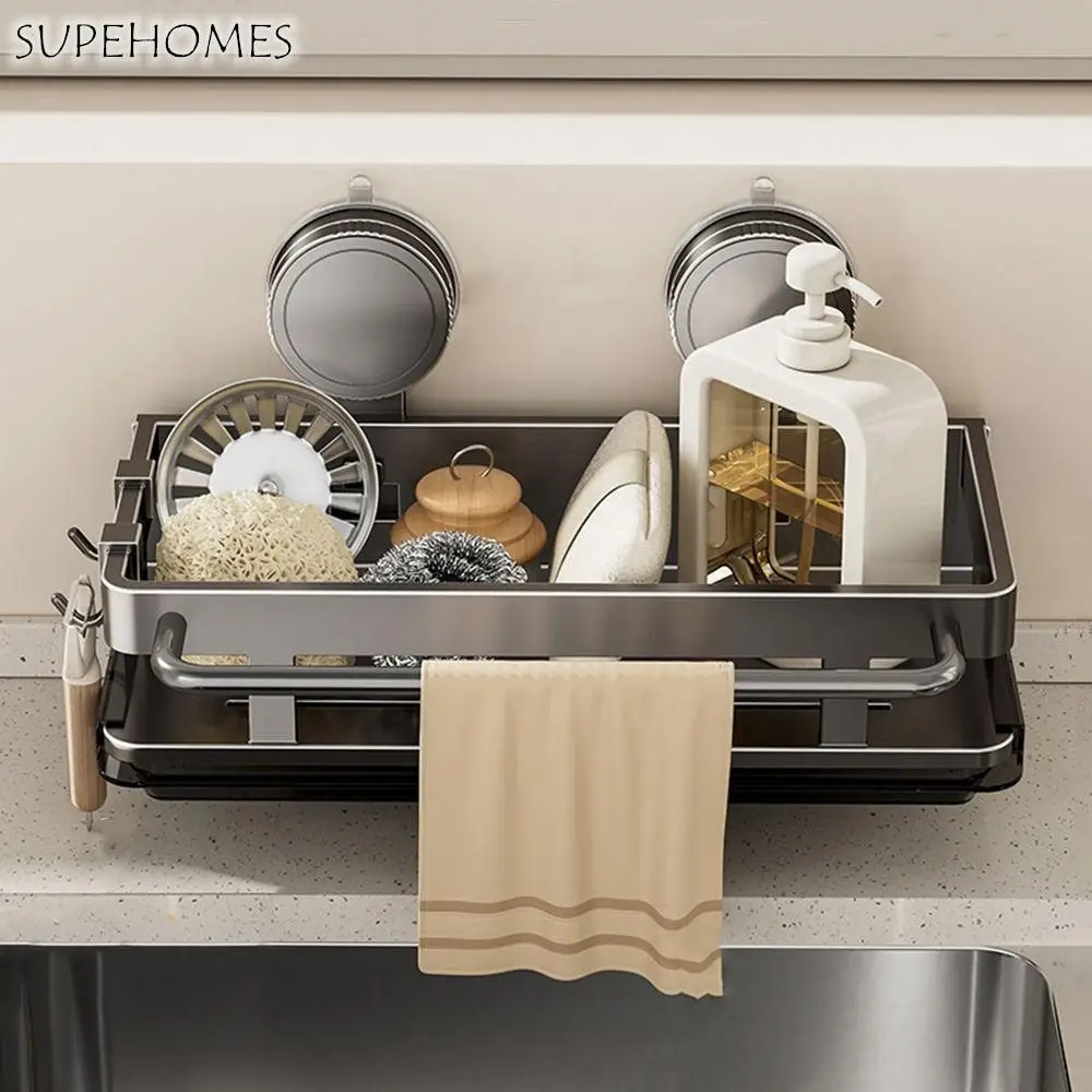 

Космическая алюминиевая присоска, держатель для губки для посуды, настенная водонепроницаемая сливная стойка для раковины, пылезащитный удар бесплатно