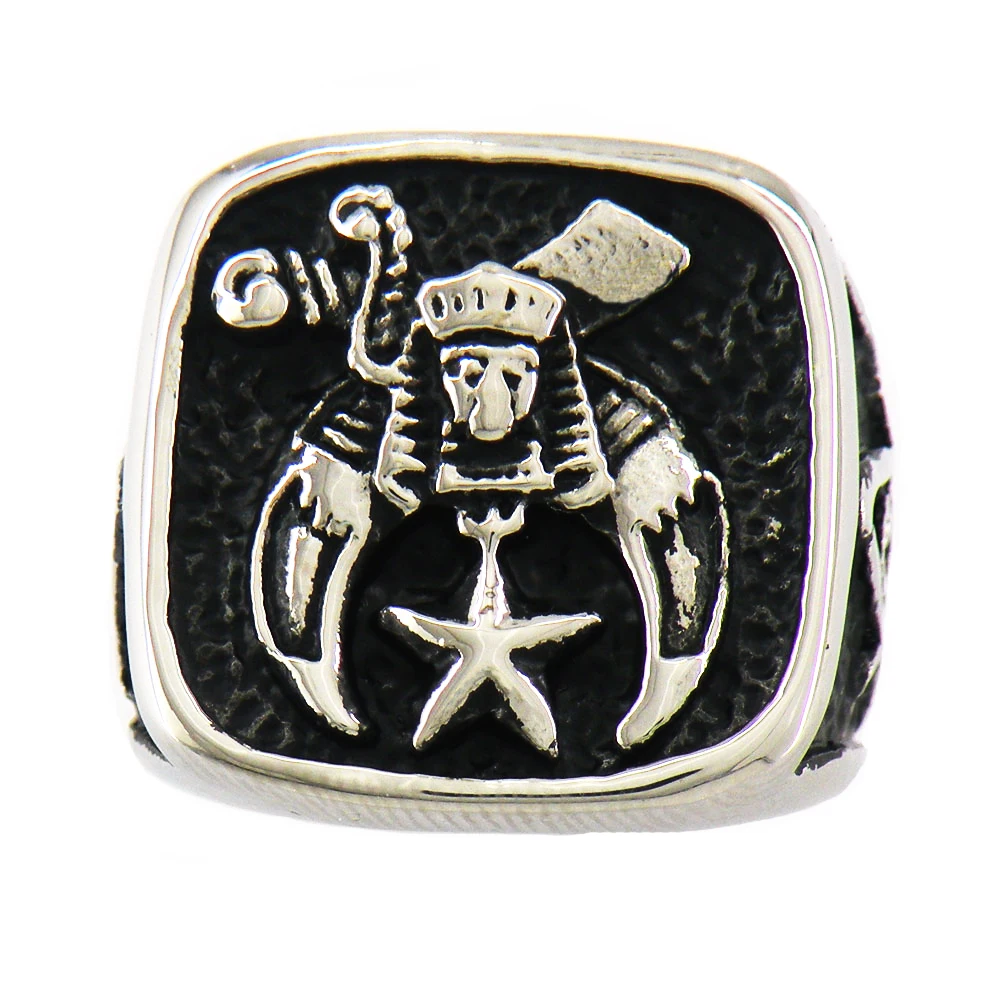 FANSSTEEL Steel Freemansory Jewelry Master Mason Masonic Shriner Ring FSR11W39