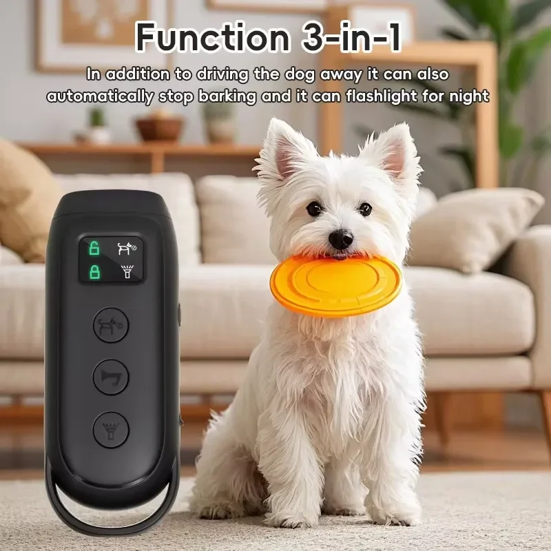 Flashlight Mode Ultrasonic Dog Deterrent, Automatic Anti-Barking Stopper, Portable Noise Prevention Pet Training Device
