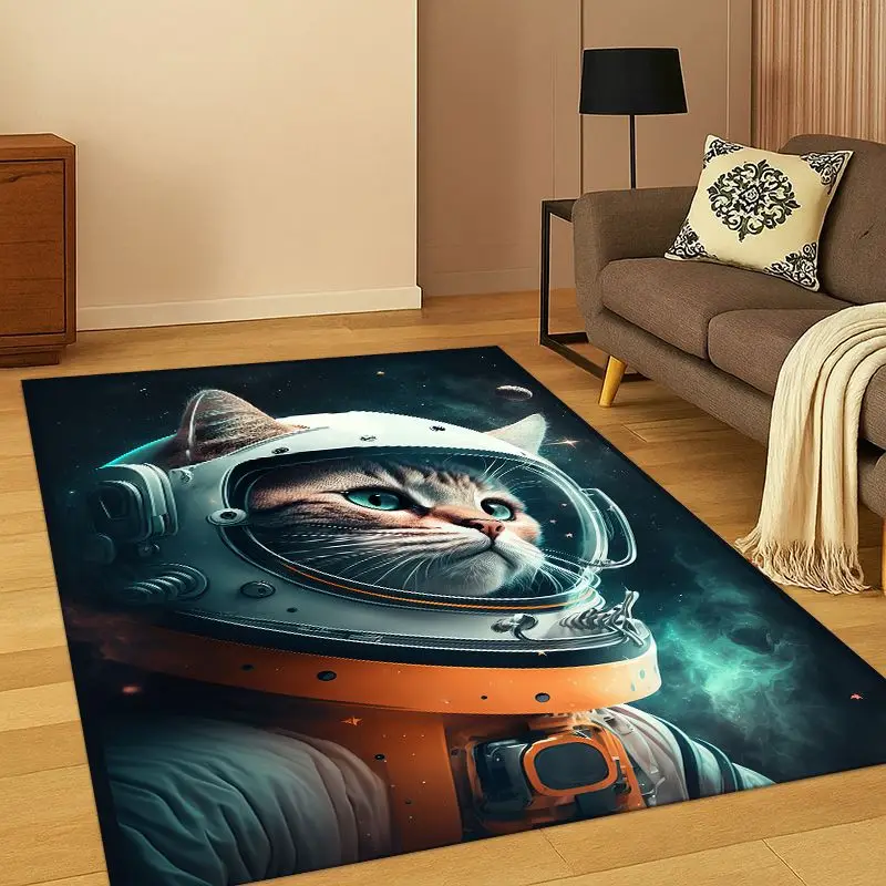 Cute Cat Kitten Cartoon Carpet Rug for Bedroom Living Room Sofa Playroom Doormat Home Decor, Game Area Rug Non-slip Gift