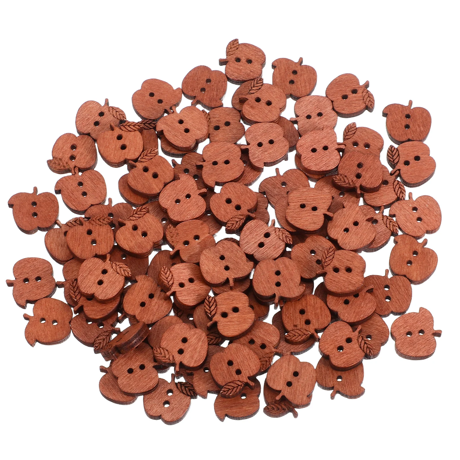 

100Pcs Apple Shaped Wood Buttons Vintage Style DIY Sewing Crafts Decorative Buttons for Clothing Jackets Bags Craft Button