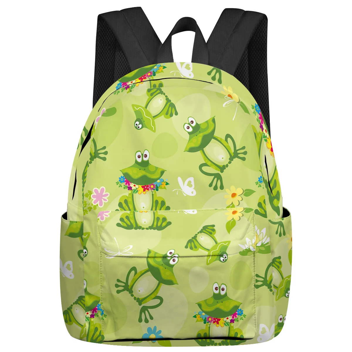 

Frog Flowers Leaves Large Capacity Backpack Men Laptop Bags High School Teen College Girl Student Mochila