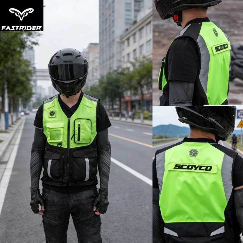 

Motorcycle Reflective Vest | Multifunctional Motocross Jacket with Large Pockets | Breathable Anti-fall Riding Gear