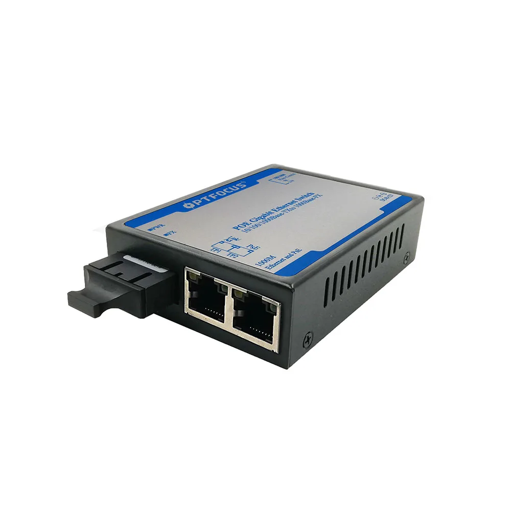 Ad alta potenza 2 porte SFP 10/100/1000M convertitore multimediale POE industriale interruttore di alimentazione POE per Laptop