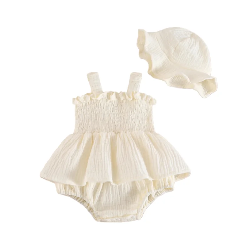 

Боди и кепки, комплект одежды из 2 предметов для новорожденных, муслиновые боди с рюшами для девочек, комбинезон для младенцев, цельный комбинезон для девочек, комплект шляпы