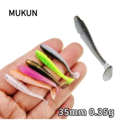 MUKUN 10PCS Mini Ajing Soft Fishing Lure 0.35g/35mm Small Artificial Swimbait Jig Wobbler Bass Bait Fishing Tackle Soft Bait