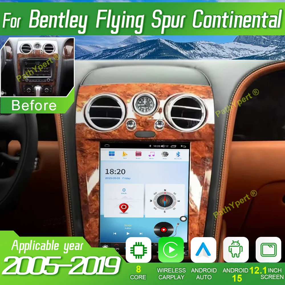 

12.1"Car Radio For Bentley Flying Spur Continental 2005-2019 Car Multimedia Player Android15 Touch Screen GPS Navigation Carplay