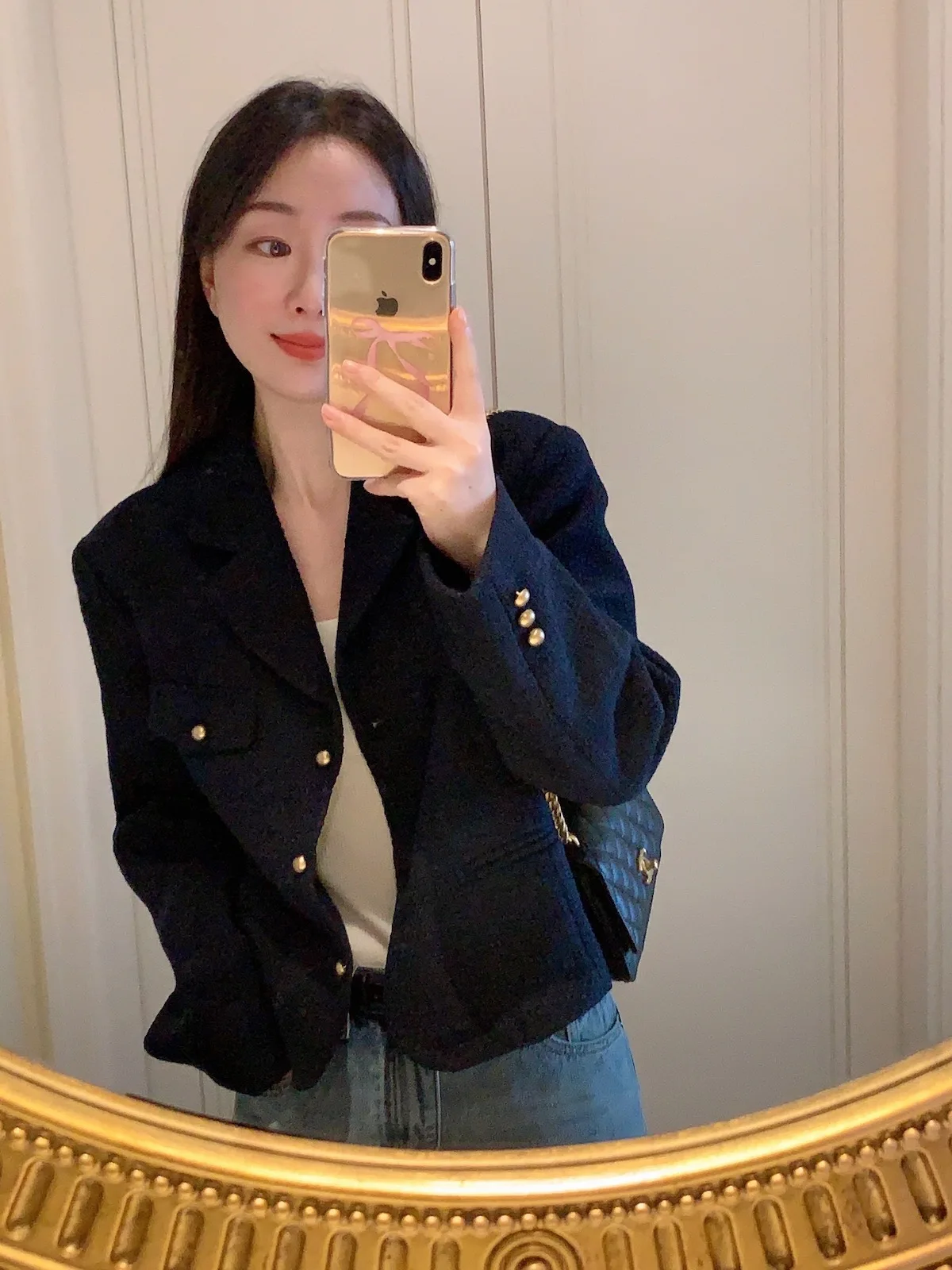 

ERRA Spring Gentle High-End Korean Sle ort Suit Jaet Commute Small Size Ele Lapel Tee Button Long Sve Women'...