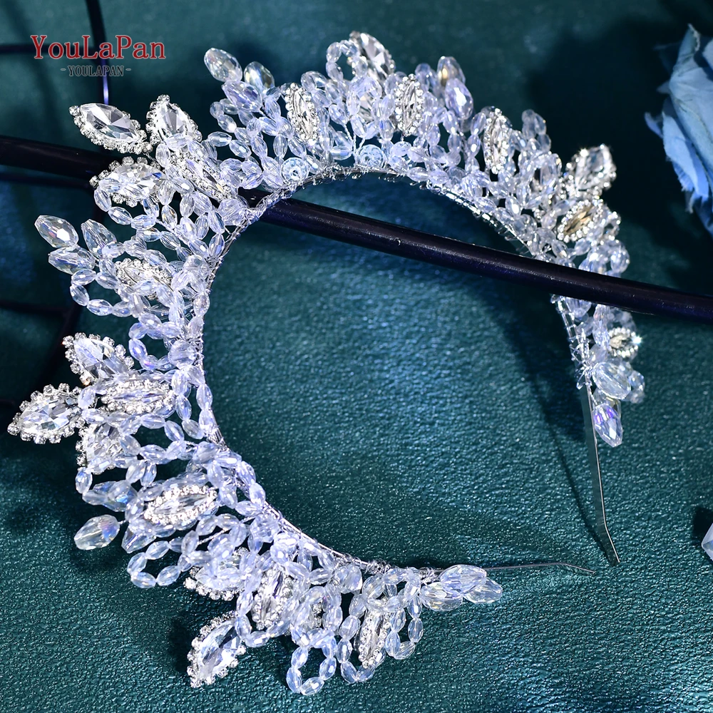 

TOPQUEEN Silver Color Crystal Crown Bride Hair Hoop Wedding Headband Women Fashion Headpiece Handmade Hair Accessories HP825