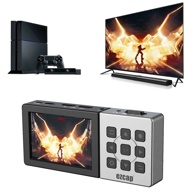 Видеорегистратор Ezcap 273 HD портативный с ЖК-экраном 3,5 дюйма, 1080P, 60 кадров в секунду