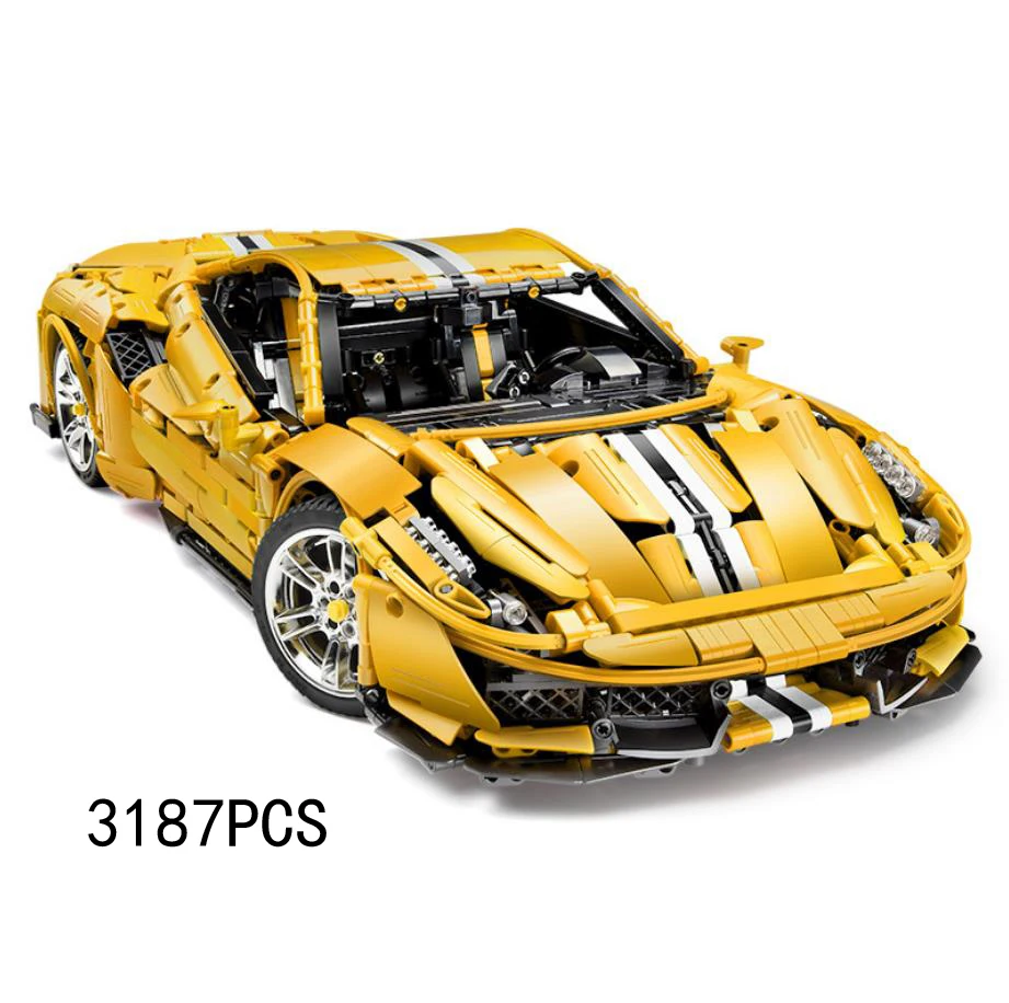 Radio 2.4ghz Remote Control Super Sport Car Technical 1:8 Scale Ferra Italian 488 Pista Spider Building Block Moc Brick Rc Toy