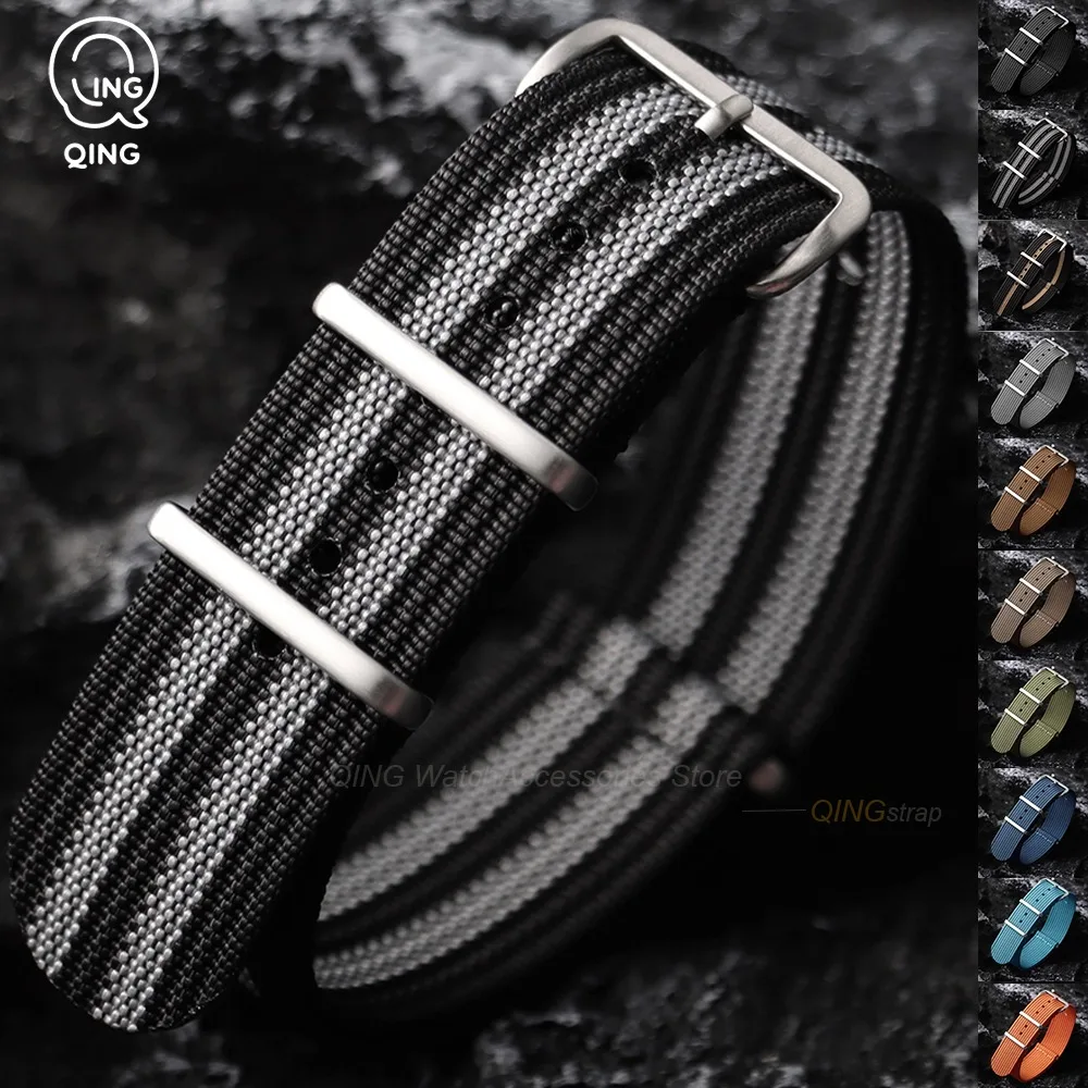 18mm 20mm 22mm Military Ribbed Nylon Watchbands for Men Women Ballistic Fabric Replacement Watch Strap One Piece Weave Bracelets